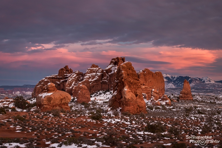 Winter Sunset in Arches NP
