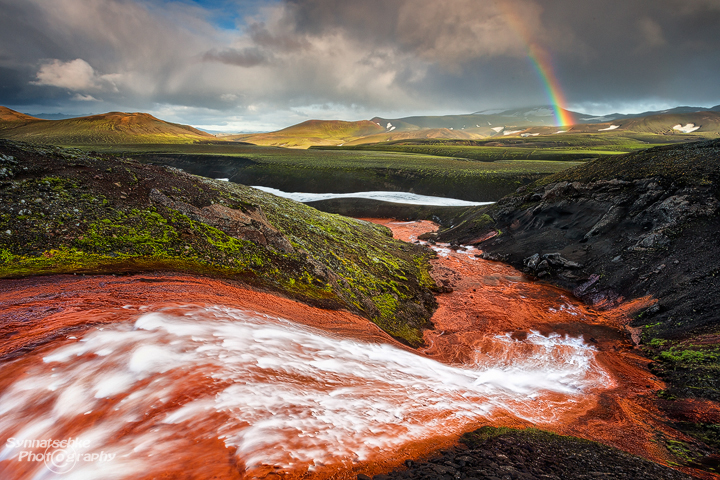 Red Waterfall at Fjallabak Nature Reserve, Iceland