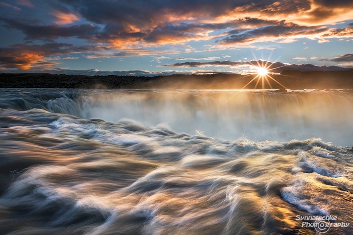 Sunset at Selfoss in Northern Iceland