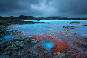Twilight at a blue lake