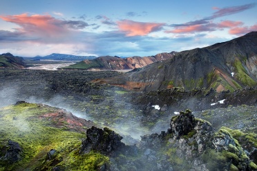 Steam at the foothills of the volcano Brennisteinsalda