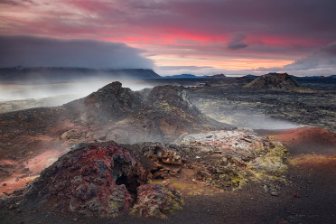 Dramatic sunset at Leirhnjukur