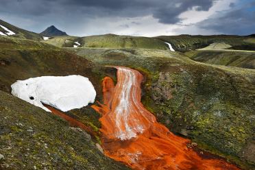Red creek in remote Fjallabak Nature Reserve