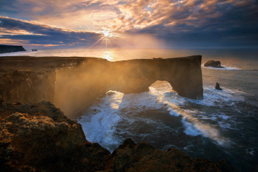 Sunrise at Dyrholaey promontory in Southern Iceland