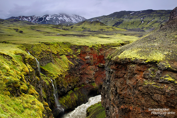 Small waterfall at Markarfljot Canyon