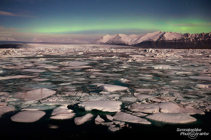 Aurora at Jökulsarlon Glacier Lagoon