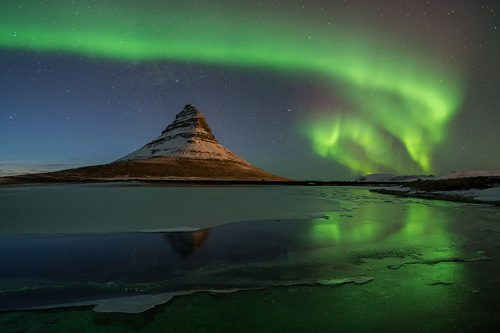 Kirkjufell with Aurora Bow