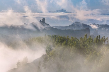 Canary Mountains with fog