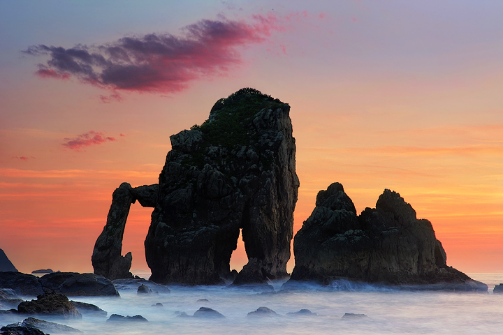 Arch at Gaztelugatxe in the Spanish Basque Country