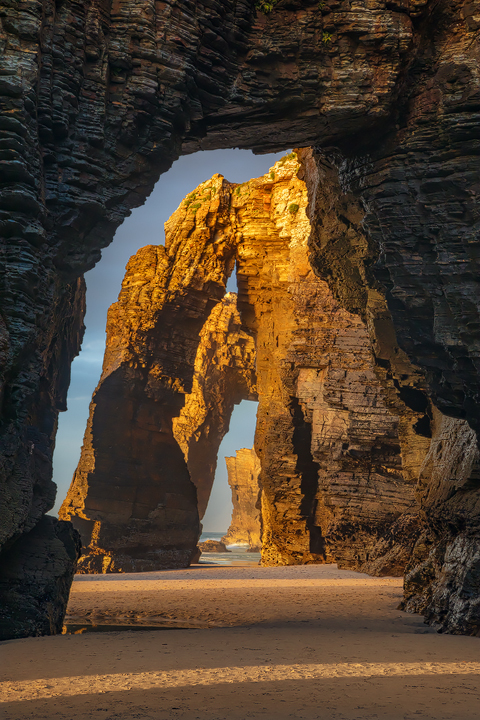 Los Catedrales at low tide