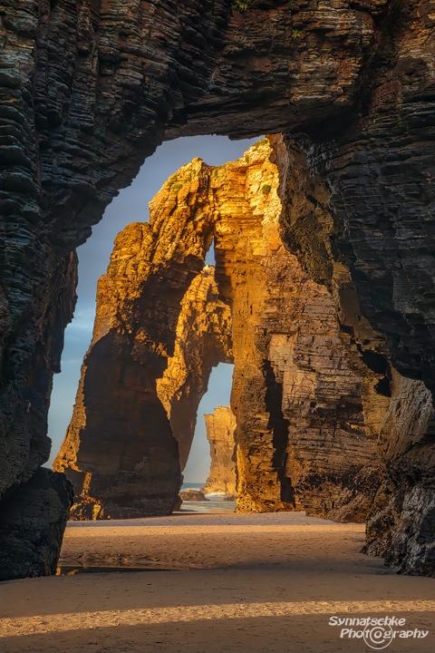 Los Catedrales at low tide