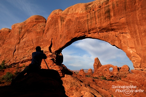 Turret Arch Through North Window at Sunrise