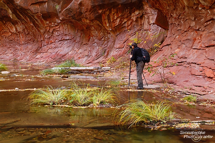 Photographer at West Fork of the Oak Creek Canyon