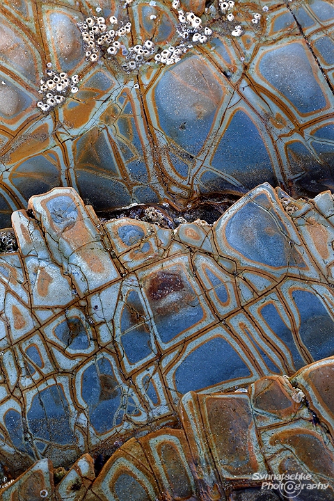 Stone patterns on the beach along the California Coast