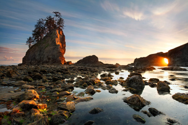 Sunset at Second Beach, Olympic National Park, USA