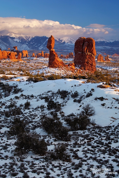 Balanced Rock at Sunset in Wintertime