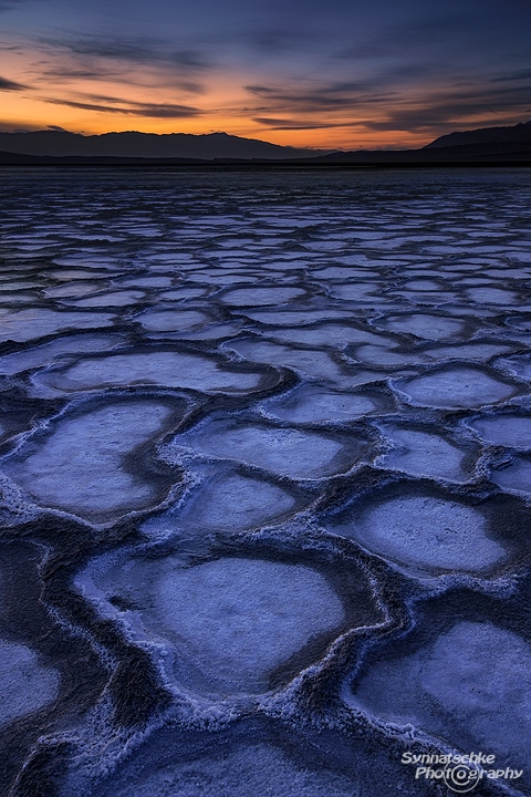 Sunset at Cottonball Basin Salt Flats at Death Valley